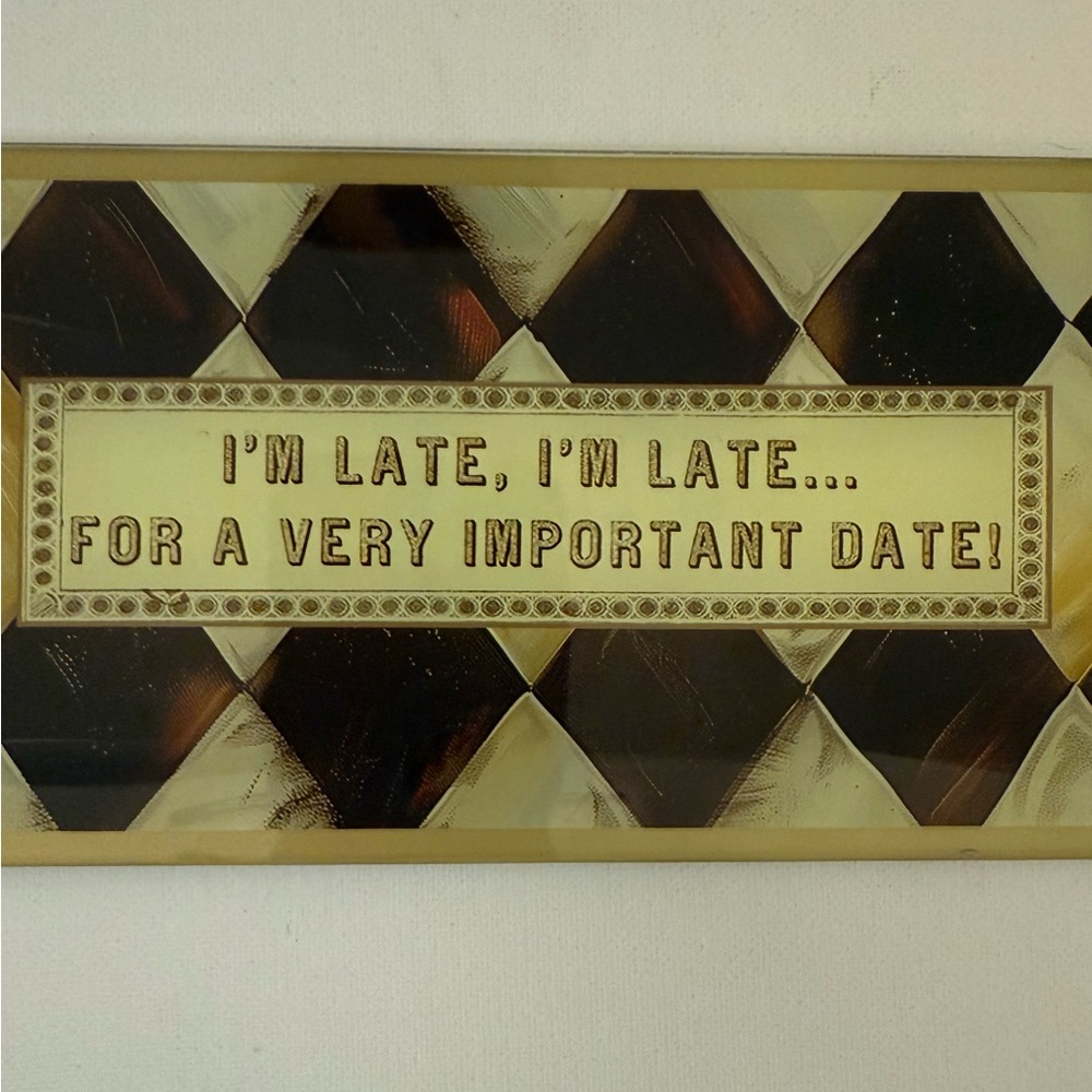 Alice in wonderland quote dish 10” plate “I’m late, I’m late…”